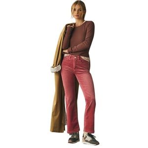 Anthropologie The Yaya Mid-Rise Corduroy Crop Flare Jeans by Pilcro